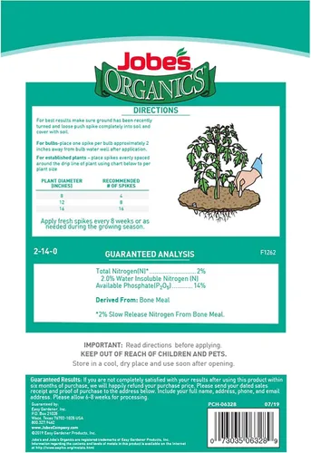 Miniatura 3 de Jobe's Organics - Palitos fertilizantes de harina de hueso, desarrollo de raíces fuertes para bulbos, tomates, rosas y otras plantas con flores, 50