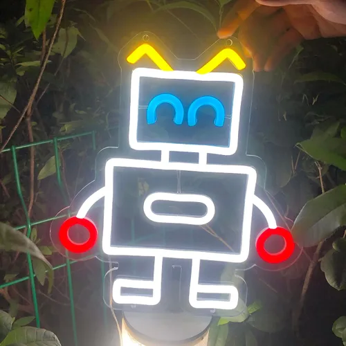 Miniatura 7 de Letrero de neón de robot, adorable y contemporáneo, luz de neón para decoración de sala de estar, letrero de neón para habitación de niños, regalo
