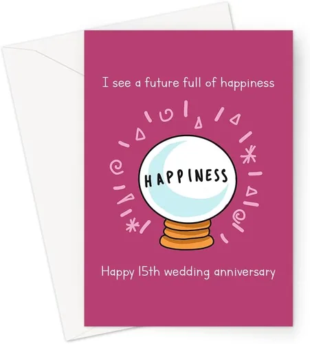 Miniatura 7 de After 15 Years Together One Thing is Crystal Clear Tarjeta de felicitación de boda Tarjeta de aniversario de boda del 15 ° aniversario de boda