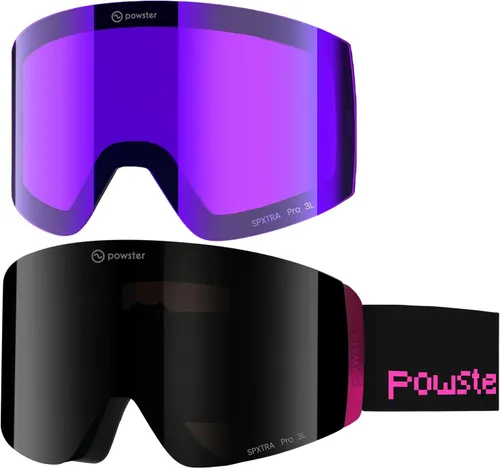 Miniatura 32 de Powster - Gafas de esquí OTG, gafas de snowboard magnéticas, lente intercambiable sin marco, protección UV, antiniebla, para patinaje móvil
