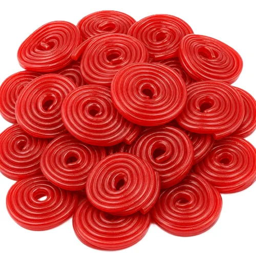 Ruedas de regaliz de fresa de alta calidad, bolsa a granel de 1 libra de caramelo rojo gourmet fresco y masticable