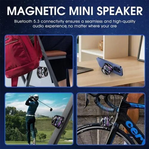 Miniatura 5 de Yaslayp Altavoz Bluetooth magnético multifuncional G200 con luz RGB, altavoz magnético inalámbrico impermeable para teléfonos, tabletas