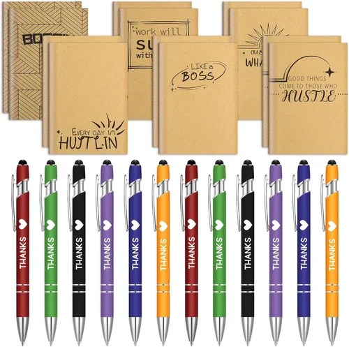 Miniatura 11 de Geyee 24 mini bolígrafos motivacionales, blocs de notas inspiradores, regalos de agradecimiento a granel, diarios pequeños, juego de bolígrafos