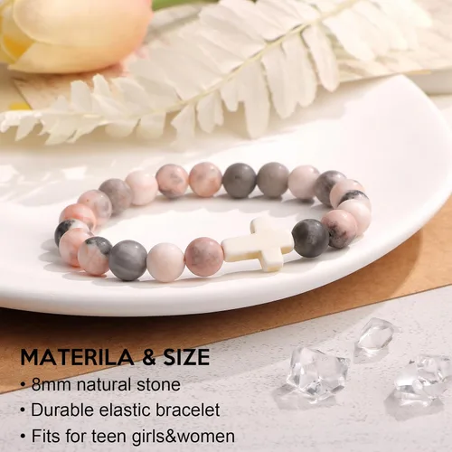 Miniatura 5 de JoycuFF Regalos cristianos pulsera de cruz para mujer, fe de Pascua, católica, religiosa, joyería cristiana, bautismo, comunión significativa