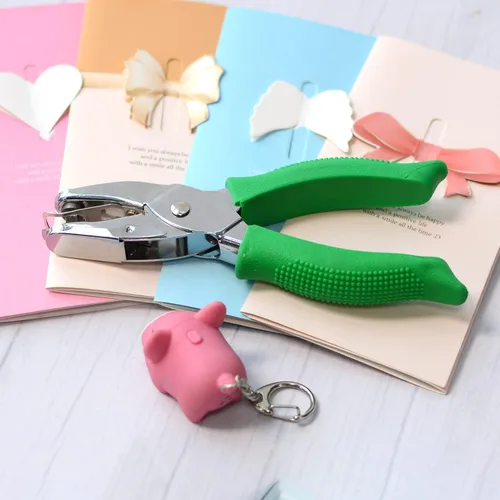 Miniatura 5 de Paquete de 2 mini perforadores de mano de un solo agujero de 1/4 y 1/8 pulgadas para papel de manualidades, manualidades, color plateado, capacidad
