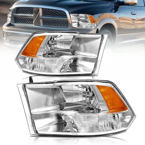 Miniatura 16 de Repuesto de conjunto de faros AS para Dodge Ram 1500 2002-2005/Ram 2500 3500 2003-2005 con carcasa negra, reflector ámbar, lentes transparentes