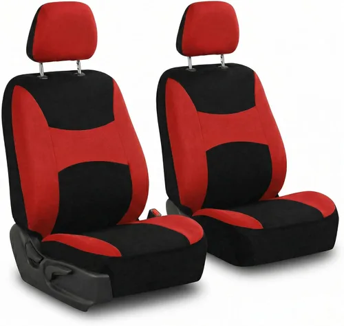 Miniatura 11 de Juego de funda para asiento bolsas de aire de tela negra ligera y fresca FH Group FH-FB030115-SEAT lista para separar; se ajusta a la mayoría de Rosa