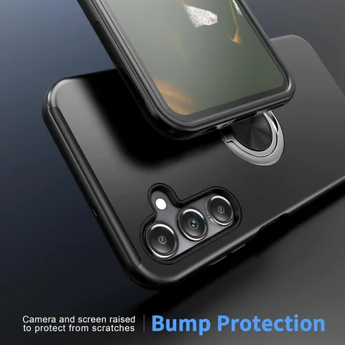 Miniatura 6 de Funda para Galaxy A13 5G con protector de pantalla (vidrio templado), funda híbrida 2 en 1 protectora delgada y resistente con anillo magnético Negro