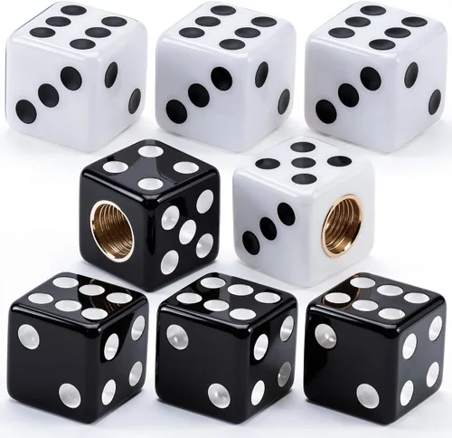 Miniatura 36 de 4 piezas tapones de válvula de neumático en forma de dados, cubiertas universales de válvula de neumático a prueba de polvo con núcleo de cobre