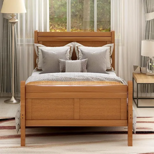 Miniatura 10 de Harper & Bright Designs Base de cama individual de madera maciza para niños, marco de cama de plataforma individual con cabecero, estribo, soporte