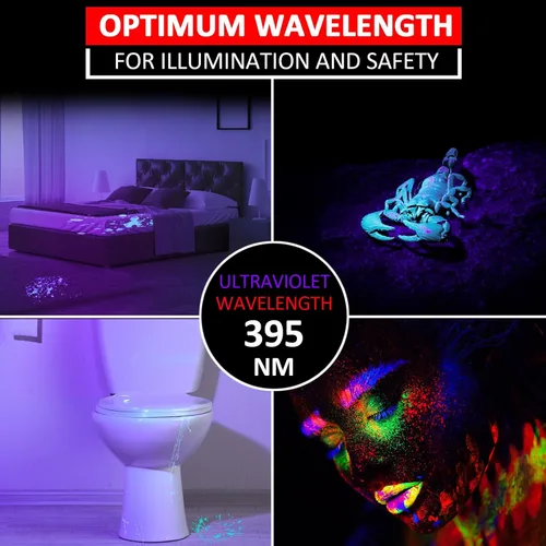 Miniatura 5 de Beieverluck Paquete de 10 mini linterna de luz negra UV de 395 nm con clip, detector de luz negra de mano LED para fugas de orina de mascotas