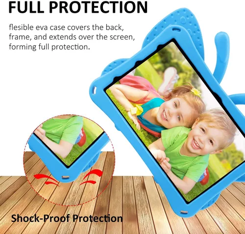 Miniatura 4 de FW Fire 7 - Funda para tablet para niños, Amazon Fire 7 2022, funda de mariposa con luz de atril, EVA, protección contra caídas, resistente, a