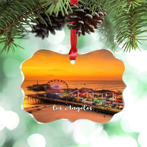 Miniatura 15 de Adornos de Navidad de California Estados Unidos, paisaje urbano de Los Ángeles, adornos de árbol de Navidad, adornos de Navidad personalizados