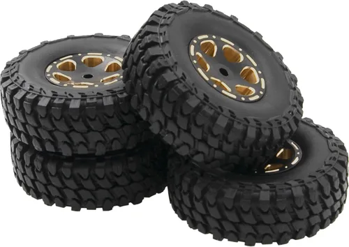 Miniatura 2 de ShareGoo Brass 1.0 Beadlock llanta de rueda y neumático de goma de 2.16 pulgadas con espuma compatible con Axial SCX24 AXI90081 AXI00001 AXI00002