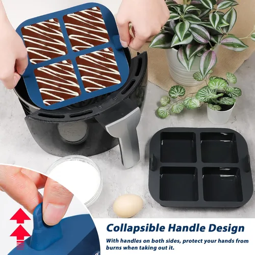 Miniatura 4 de Webake Molde para Brownies de Silicona para Freidora de Aire para Hornear, Molde de Silicona Cuadrado Antiadherente de 2.6" para S'mores, Disco