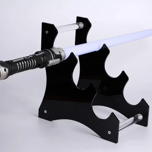 Miniatura 5 de Soporte acrílico para sable de luz de escritorio, estante de exhibición escalonado horizontal de 3 niveles para la mayoría de los sables de luz