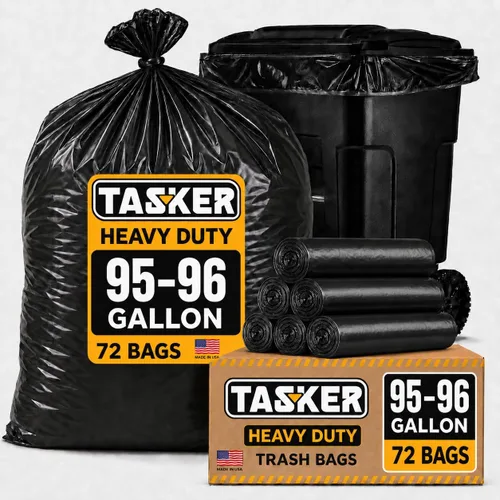 Miniatura 8 de Bolsas de basura resistentes de 95-96 galones (paquete de valor de 25 bolsas con cierres) Bolsas de basura extra grandes, 90 galones, 95 galones, 96