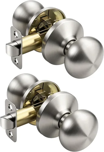 Miniatura 70 de KNOBWELL Paquete de 8 pomos de puerta de privacidad para baño y dormitorio, pomo de puerta negro mate con cerradura, cerradura de manija de puerta