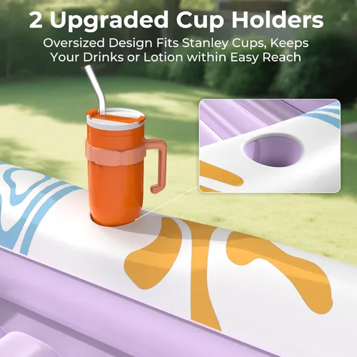 Miniatura 30 de Flotador inflable de bronceado para piscina con lona de protección, flotadores de piscina de 70 x 46 pulgadas para adultos con almohada, flotador 6