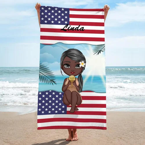Miniatura 5 de Toalla de playa personalizada Chibi Bestie, hawaiana en la playa, piscina, fiesta para niños pequeños, niñas, regalos, mejores amigas, toalla