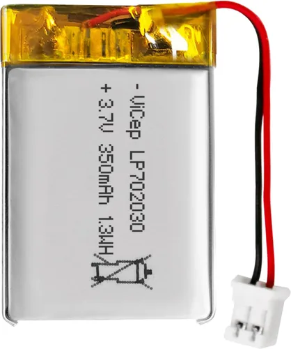 Batería de polímero de litio de 3.7 V 350 mAh 702030 recargable con cables y conector JST-PHR-02 de 2 pines para altavoz Bluetooth y dispositivo