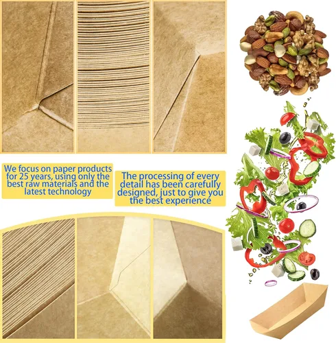 Miniatura 4 de Paquete de 200 bandejas pequeñas de papel para alimentos, botes desechables de papel kraft de 0.25 libras, color marrón, bandejas para servir