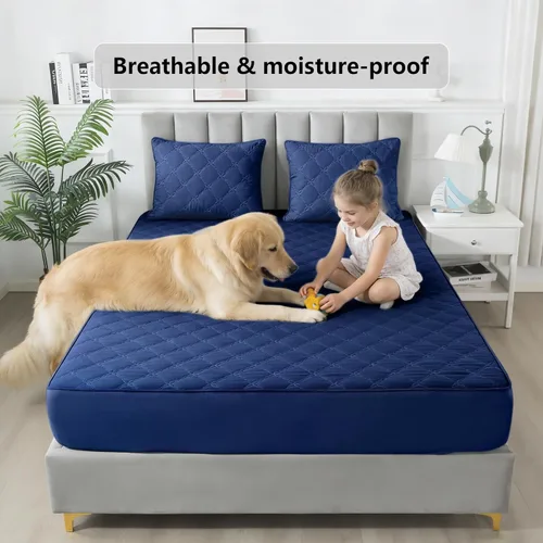 Miniatura 6 de Protector de colchón impermeable – Protector de colchón de tamaño individual silencioso y estilo sábana bajera Protección completa de cama