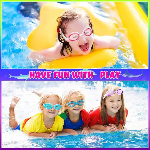 Miniatura 5 de Macarrie Paquete de 40 gafas de natación para niños a granel sin fugas con tapones para los oídos, gafas de natación ajustables de silicona