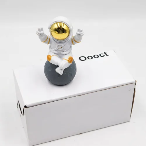 Miniatura 6 de Oooct Estatua de astronauta decoración de pecera, decoración de acuario de peces pequeños de resina, adorno de figura pequeña de pecera, adornos