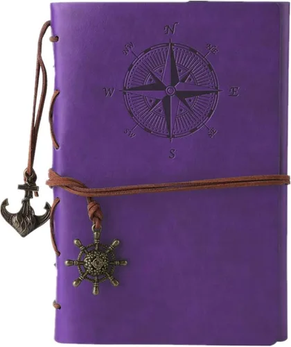 Miniatura 8 de Libreta Maleden de estilo clásico de alta calidad, de hojas recargables, de cuero sintético repujado, diario de viaje con páginas en blanco y Marrón