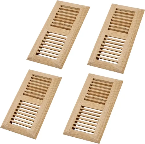 Miniatura 8 de Rejilla de piso de roble blanco de madera dura, cubierta de ventilación empotrable, 4x10 pulgadas con regulador de aire, sin acabar Blanco