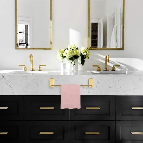 Miniatura 6 de NearMoon toallero de barra autoadhesivo de acero inoxidable para baño, soporte para colgar toallas en la pared, estilo contemporáneo, sin