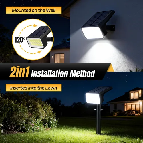 Miniatura 6 de Focos solares para exteriores, [4 unidades/118 LED] 4 modos de encendido y apagado automático, focos solares de paisaje, IP67 impermeables, luces