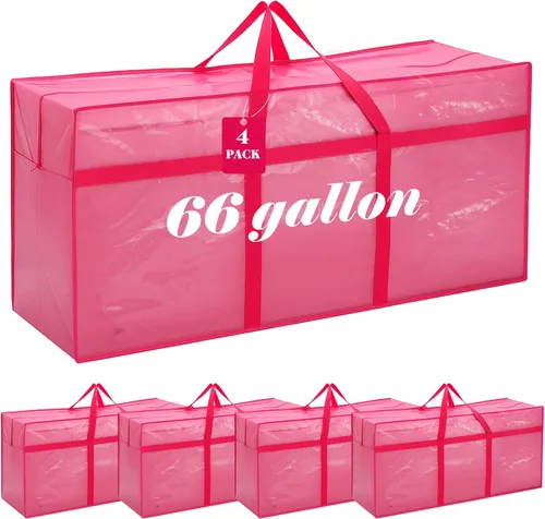Miniatura 29 de 4 Piezas Bolsas de Mudanza Grandes con Cremallera y Asas Bolsas de Lona Tipo Duffle Plegables de Almacenamiento Extra Resistentes Extra Grandes