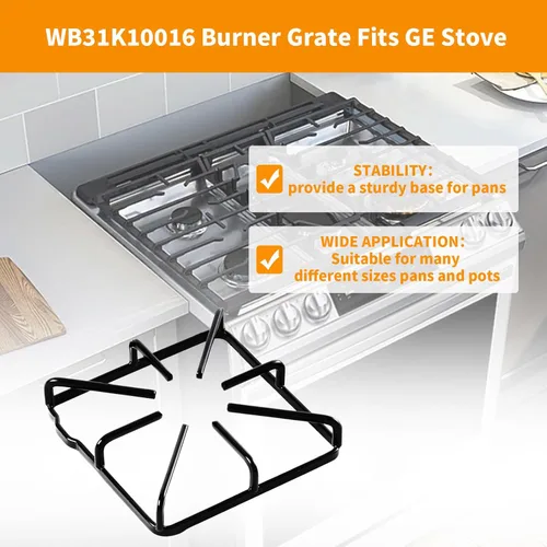 Miniatura 5 de Piezas de repuesto de rejilla WB31K10016 WB31K10015 mejoradas para piezas de estufa GE, 8.75 x 8.75 pulgadas, rejilla de quemador de hierro fundido