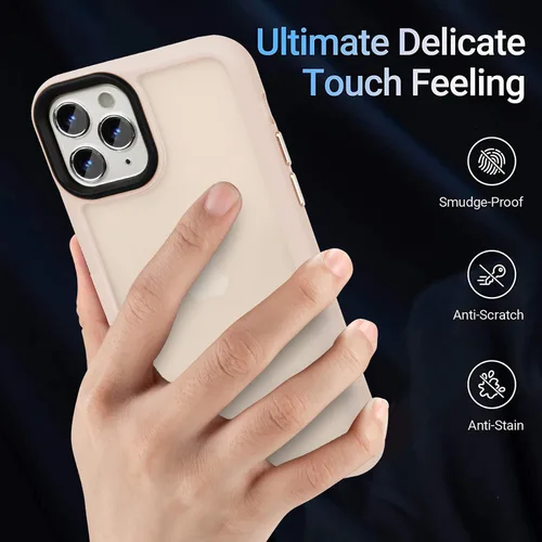 Miniatura 4 de Yriklso Funda para iPhone 11 Pro Max, protección contra caídas de grado militar, carcasa trasera dura translúcida - rosa esmerilado