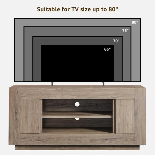 Miniatura 7 de OKD Moderno soporte de TV de 70 pulgadas, centro de entretenimiento para televisores de hasta 80 pulgadas, consola multimedia con almacenamiento