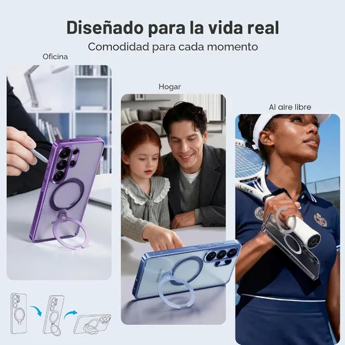Miniatura 6 de CASEKOO Funda azul cielo brillante para Samsung Galaxy S26 Ultra [soporte magnético giratorio de 360°] [compatible con MagSafe]