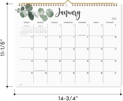 Miniatura 4 de Cabbrix Calendario de pared 2026, calendario mensual de 18 días desde enero de 2026 a junio de 2027, planificador de educación en casa para familia