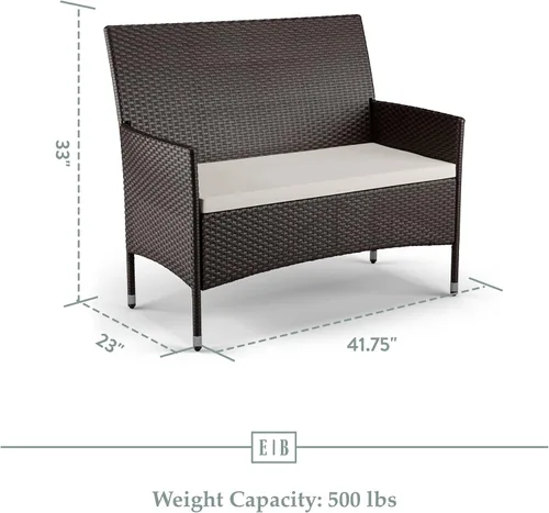 Miniatura 7 de Edenbrook Bayview - Muebles de ratán para patio, juego de muebles para exterior, juego de tres: sofá biplaza y 2 sillas, ratán marrón/crema