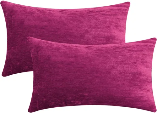 Miniatura 51 de Jeneoo - Fundas de almohada decorativas rojas brillantes de chenilla suave, fundas de cojín cómodas y sólidas para sofá de sala de estar