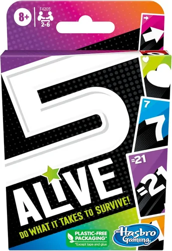 Hasbro Gaming Juego de cartas de 5 vivos, juego de ritmo rápido para niños y familias, fácil de aprender, de 2 a 6 jugadores, divertidas actividades