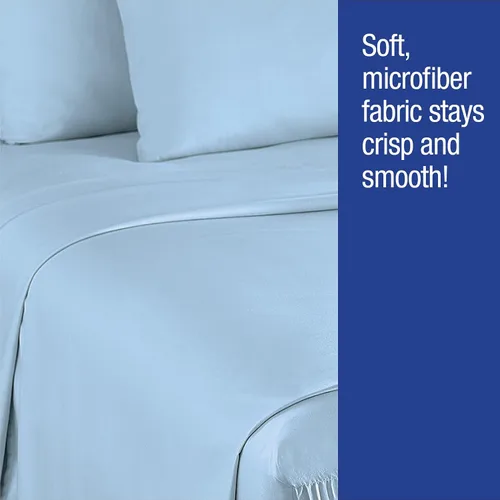 Miniatura 7 de Collections Etc Bed Tite - Juego de sábanas de microfibra suave, incluye sábana encimera, sábana bajera y 2 fundas de almohada, color azul claro