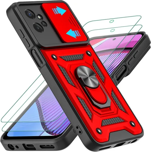 Miniatura 8 de Funda para Moto G Power 5G 2023 con cubierta deslizante para cámara y 2 protectores de pantalla HD, soporte de anillo de rotación de 360°