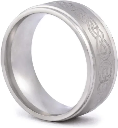 Miniatura 2 de Gungneer Anillo de acero inoxidable con nudo celta para hombre, anillo de compromiso, joyería irlandesa para hombres y mujeres, Metal