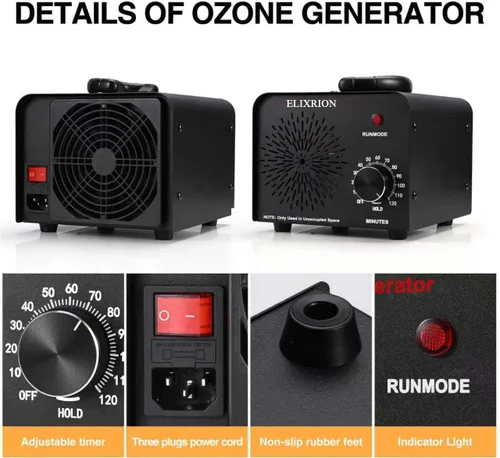 Miniatura 3 de Generador de ozono - Purificador de aire de alta capacidad de 50,000 mg/h para control de olores, hogar, cocina, automóvil, oficina, sótano