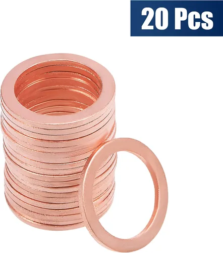 Miniatura 4 de uxcell Anillo de sellado plano de cobre M18 x 0.945 in x 0.059 in para tuerca de tornillo