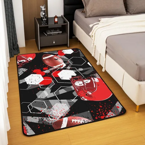 Miniatura 4 de jejeloiu Alfombra de fútbol de 3 x 5 pies, geométrica, para sala de estar, diseño de panal de abeja, alfombra decorativa para fútbol