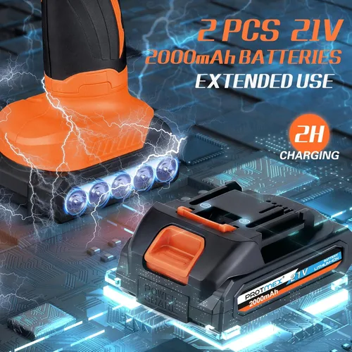 Miniatura 2 de Pulidora inalámbrica de automóvil con 2 baterías de 2000 mAh, 21 V, kit de pulidora y enceradora de 6 pulgadas, con 18 accesorios adicionales y 6
