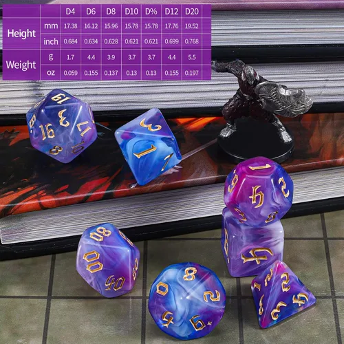Miniatura 3 de CiaraQ DND Juego de Dados Poliédricos con Bolsa de Dados para Calabozos y Dragones RPG MTG Juegos de Rol de Mesa